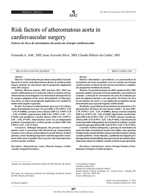 atheromatous aorta x ray|Risk factors of atheromatous aorta in cardiovascular surgery.